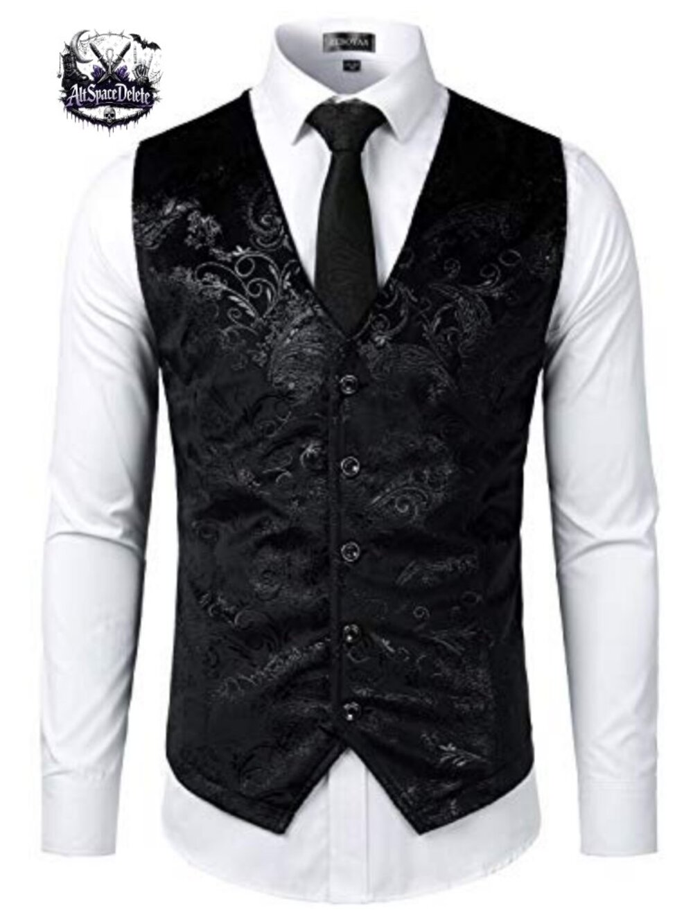 Mens Metallic Paisley Suit Vest Waistcoat Slim Fit Button Up